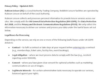 Rubicon Leisure Privacy Policy